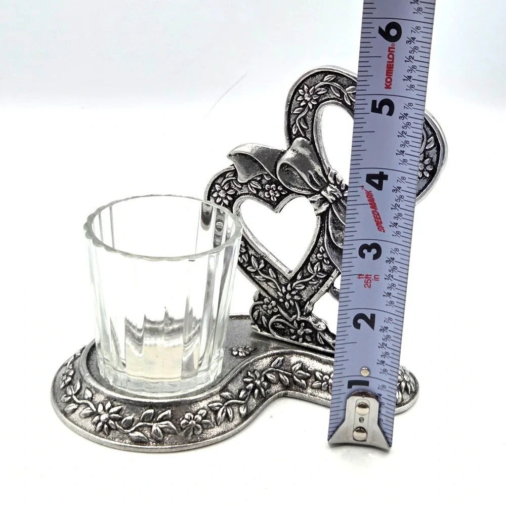 Metal Pewter Heart‎ Shaped Tea Light Candle Holder by Carson Statesmetal VINTAGE